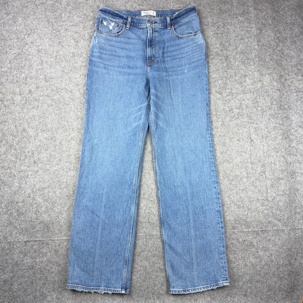 Abercrombie Fitch Jeans Womens 12 Long 90s Relaxed High Rise Distressed Denim